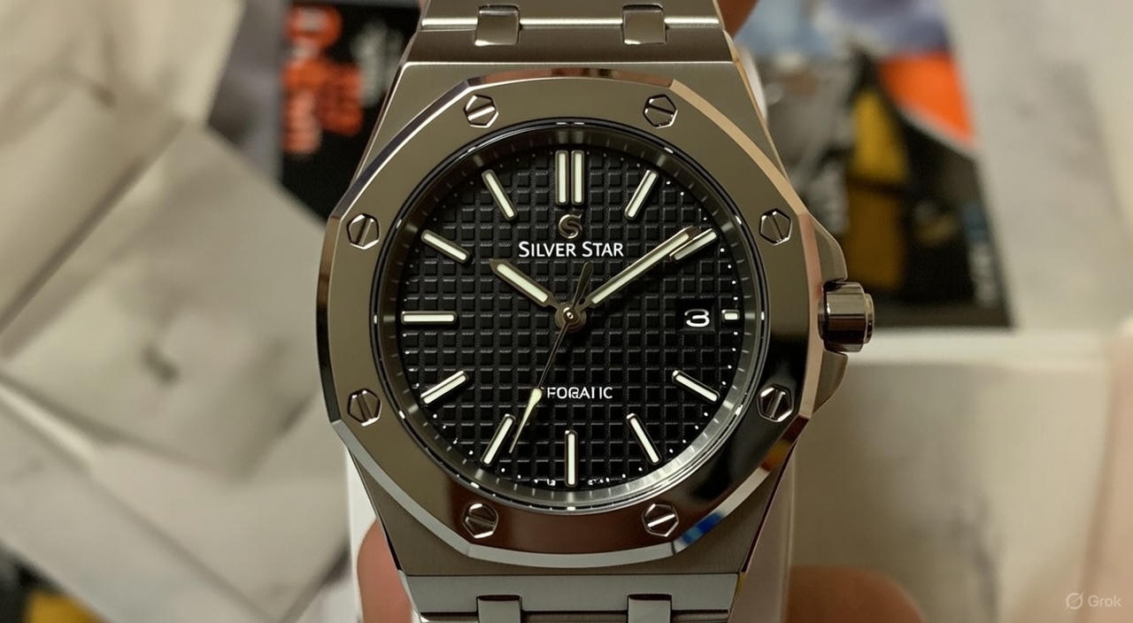 SEASTAR LUXURY WATCH WITH SILVER BLACK DIAL