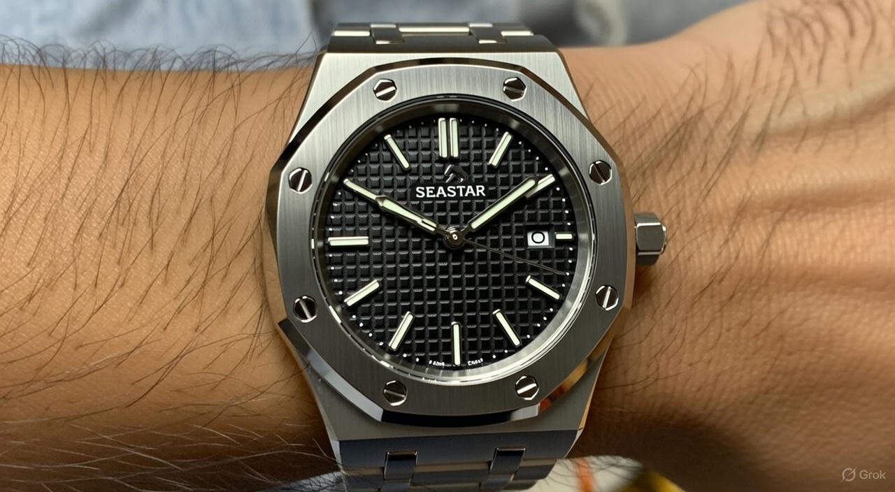 SEASTAR LUXURY WATCH WITH SILVER BLACK DIAL