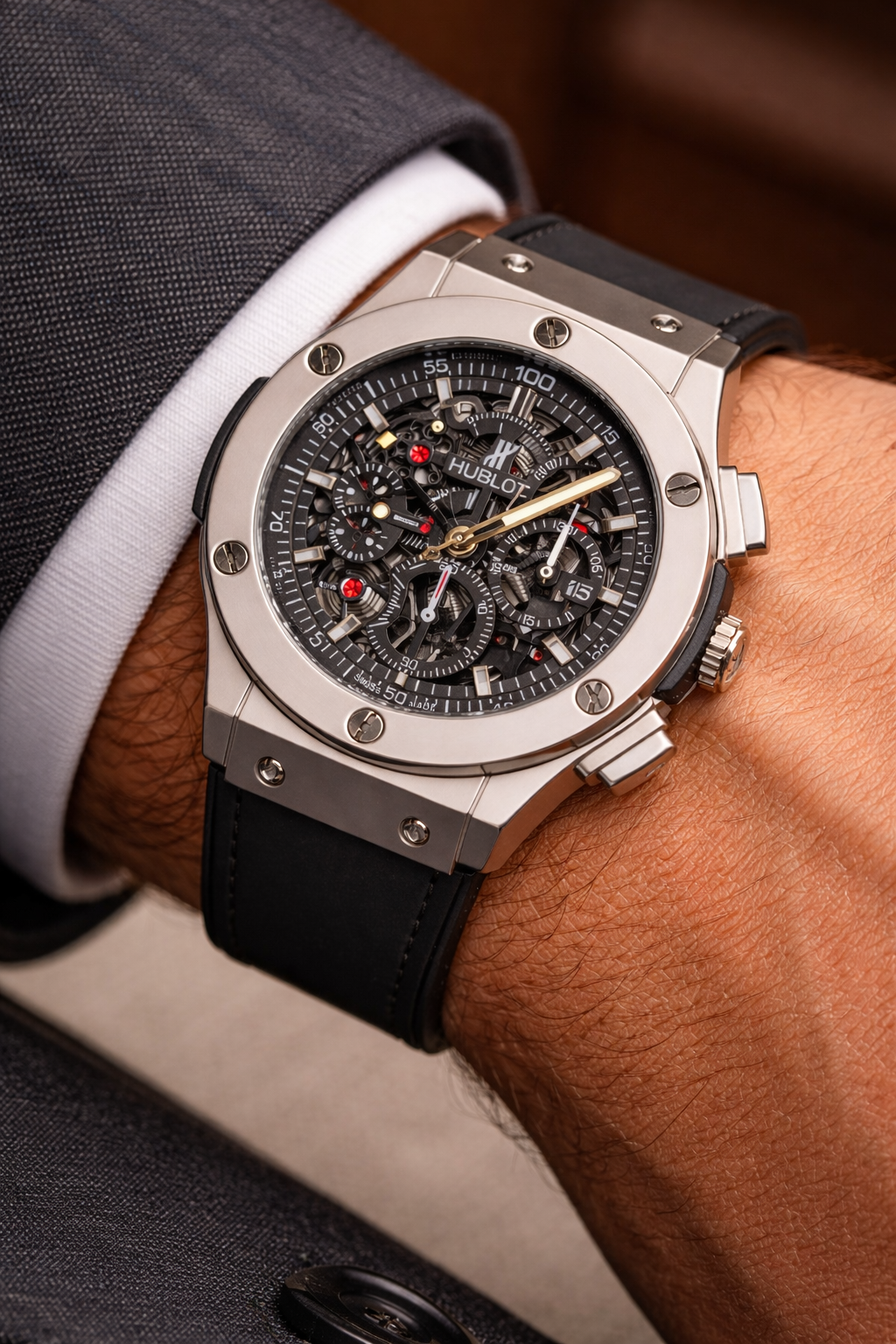 HUBLOT SKELETON LEATHER STRAPS-PREMIUN WATCH