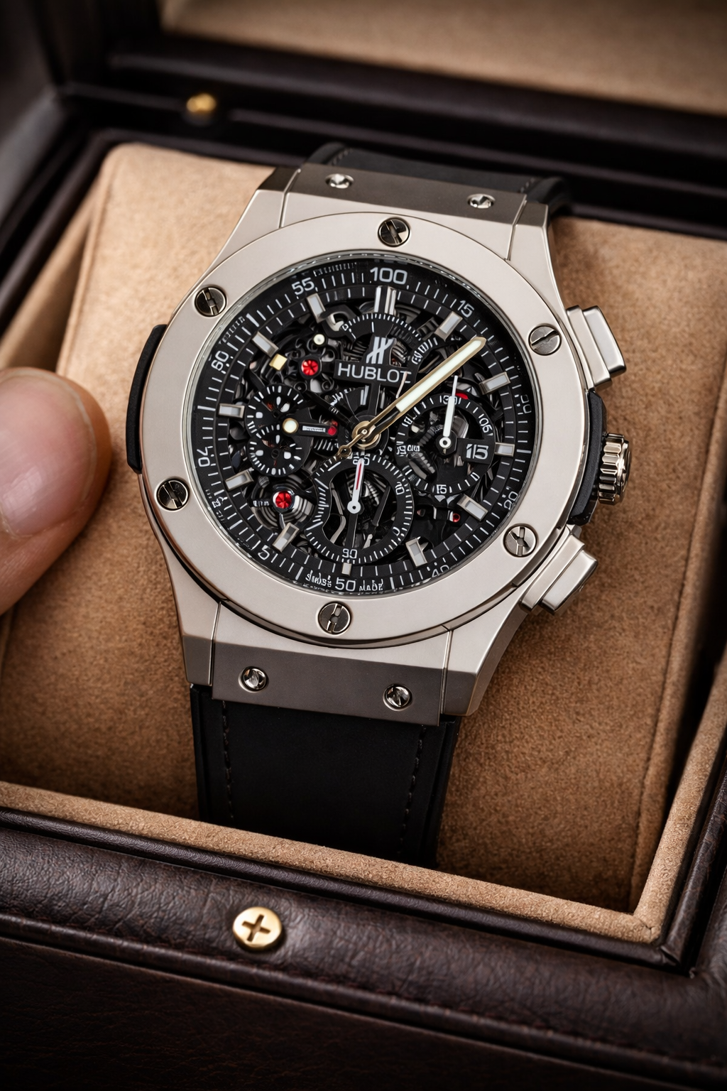 HUBLOT SKELETON LEATHER STRAPS-PREMIUN WATCH