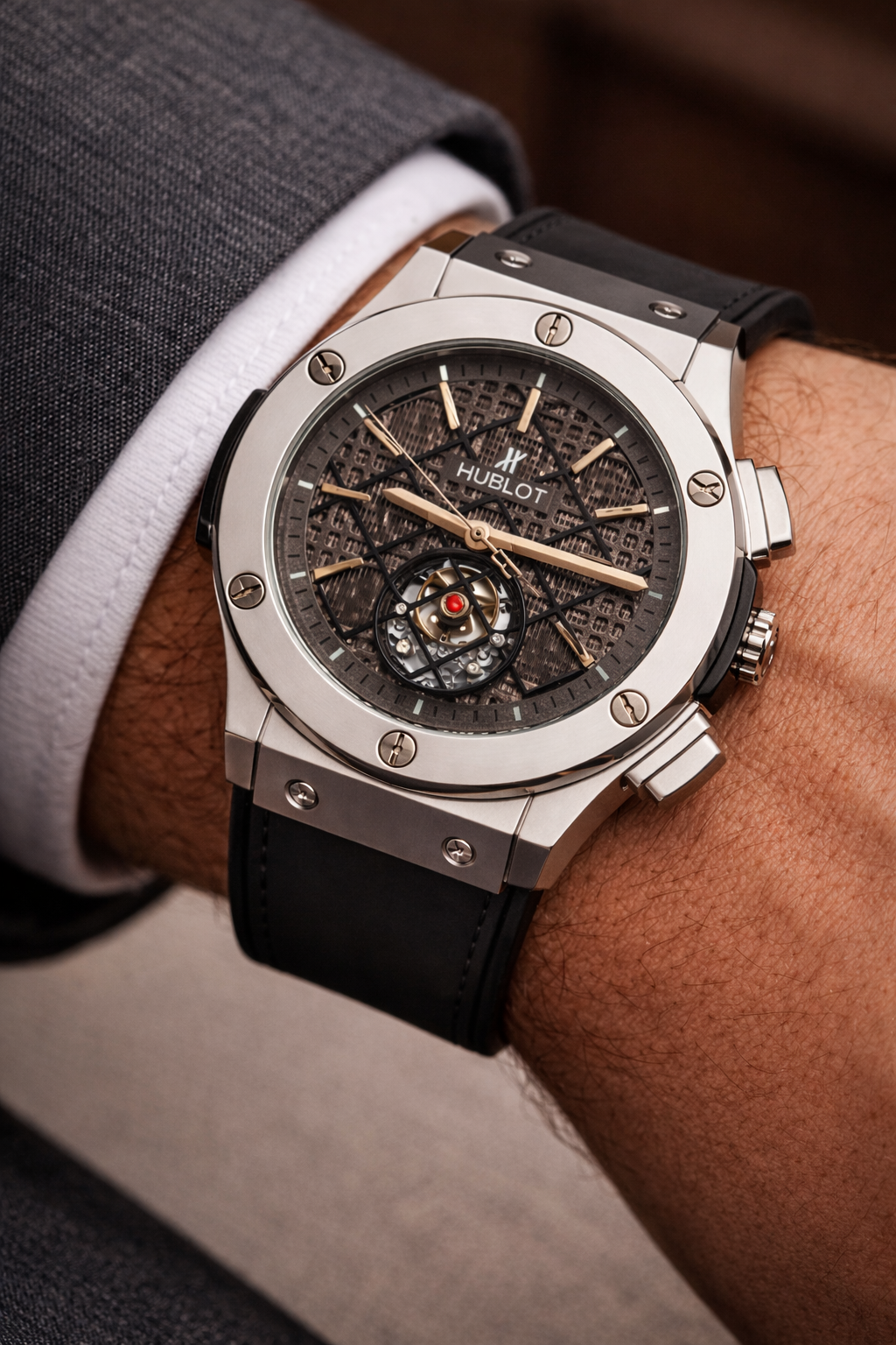 HUBLOT SKELETON LEATHER TTRAPS-PREMIUM WATCH