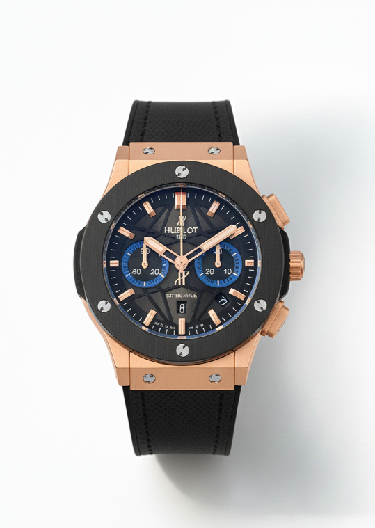 HUBLIT GOLD BLACK DIAL WITH LEATHER STRAIP