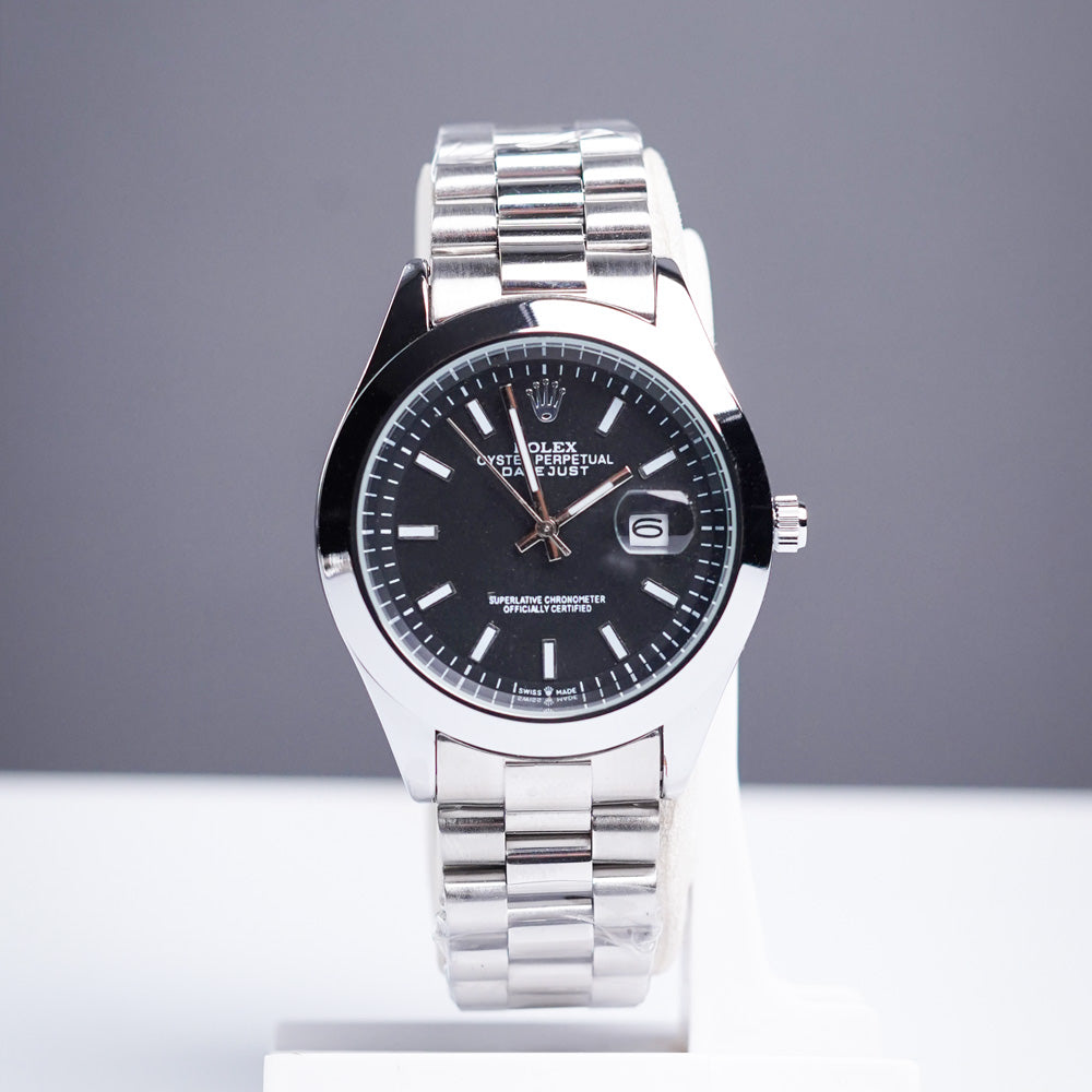 ROLEX BLACK DIAL WITH JUBILEE CHAIN