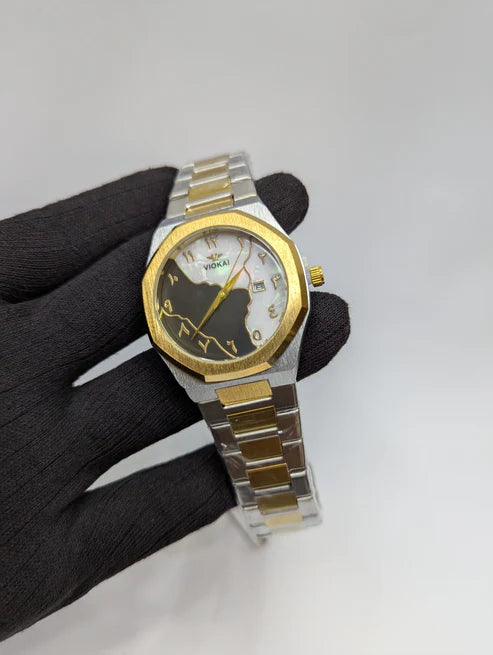 VIOKAI Two-Tone Luxury Wristwatch with Dual-Color Dial
