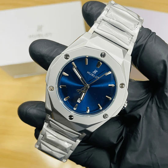 HB Premium Watch - Luxury Diamond Cut Chain - Navy Blue Dial