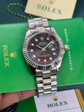 ROLEX SILVER BLACK DIAL WITH CHAIN
