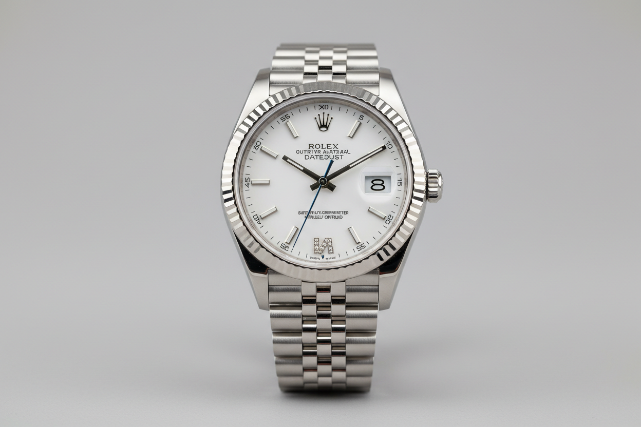 rolex white dial with jubille chain