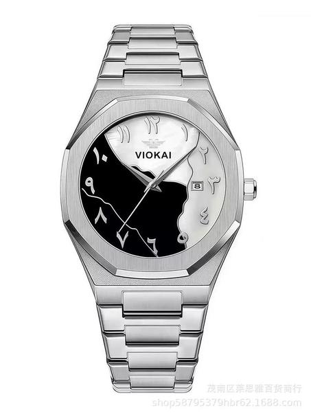 VIOKAI Silver Luxury Wristwatch with Dual-Color Dial